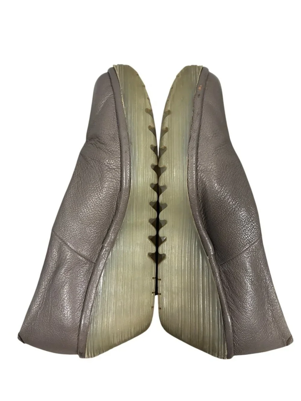 Fly London Womens EU 38 Yaz Gray Leather Slip-On Wedge Heels Shoes